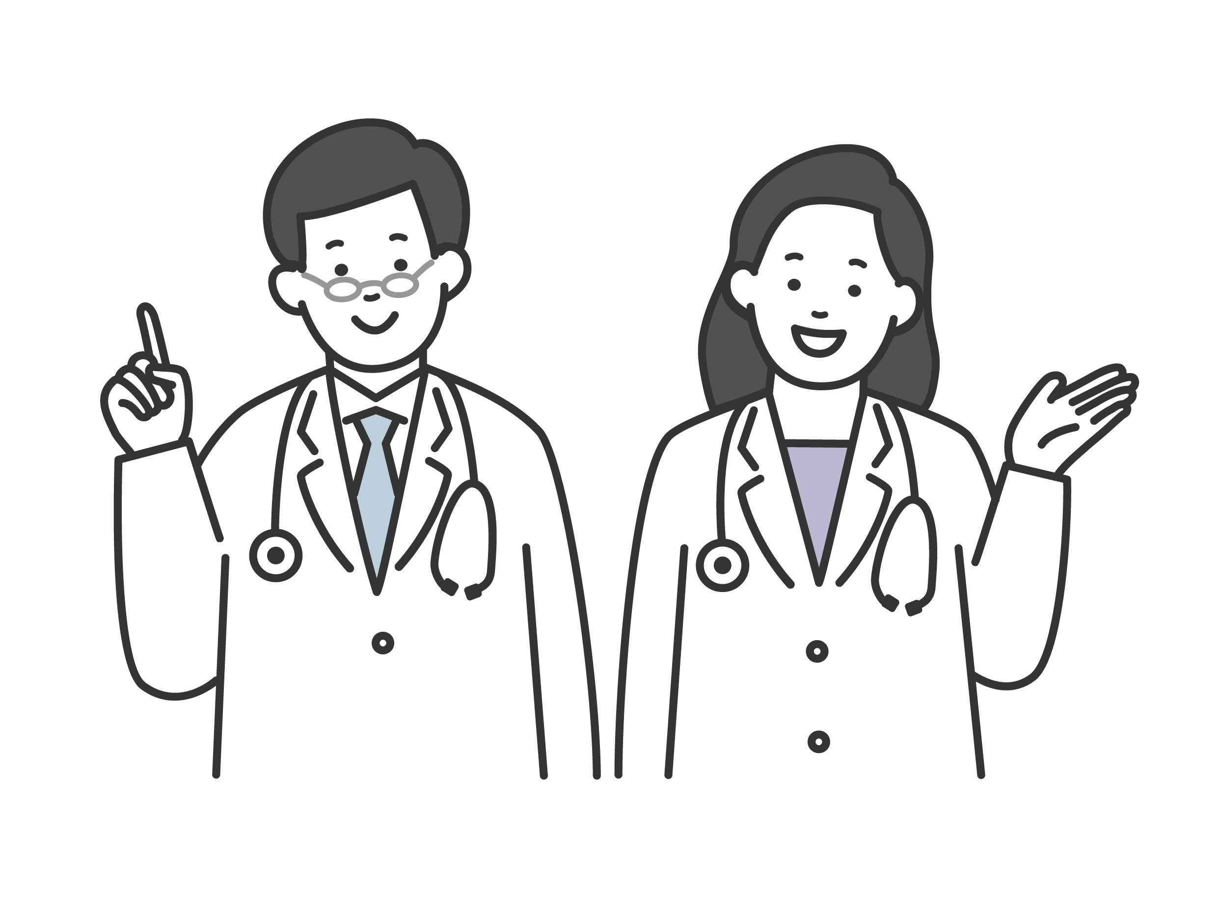 健康診断と人間ドックの違いを説明する病院の先生たち
